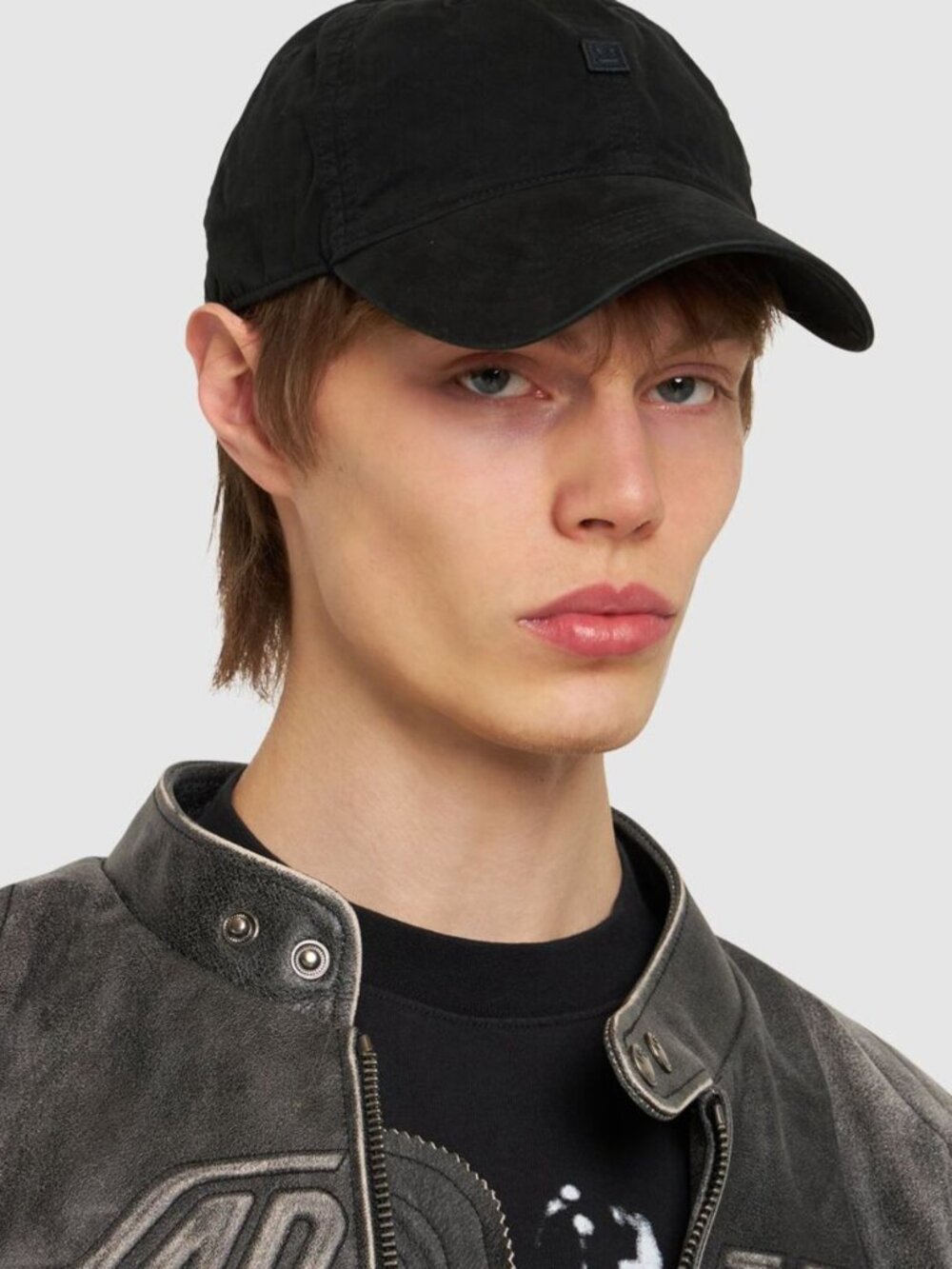 Acne Studios Face Cotton Baseball Cap -All Black with Face Embroidery-Adjustable - Picture 4 of 7